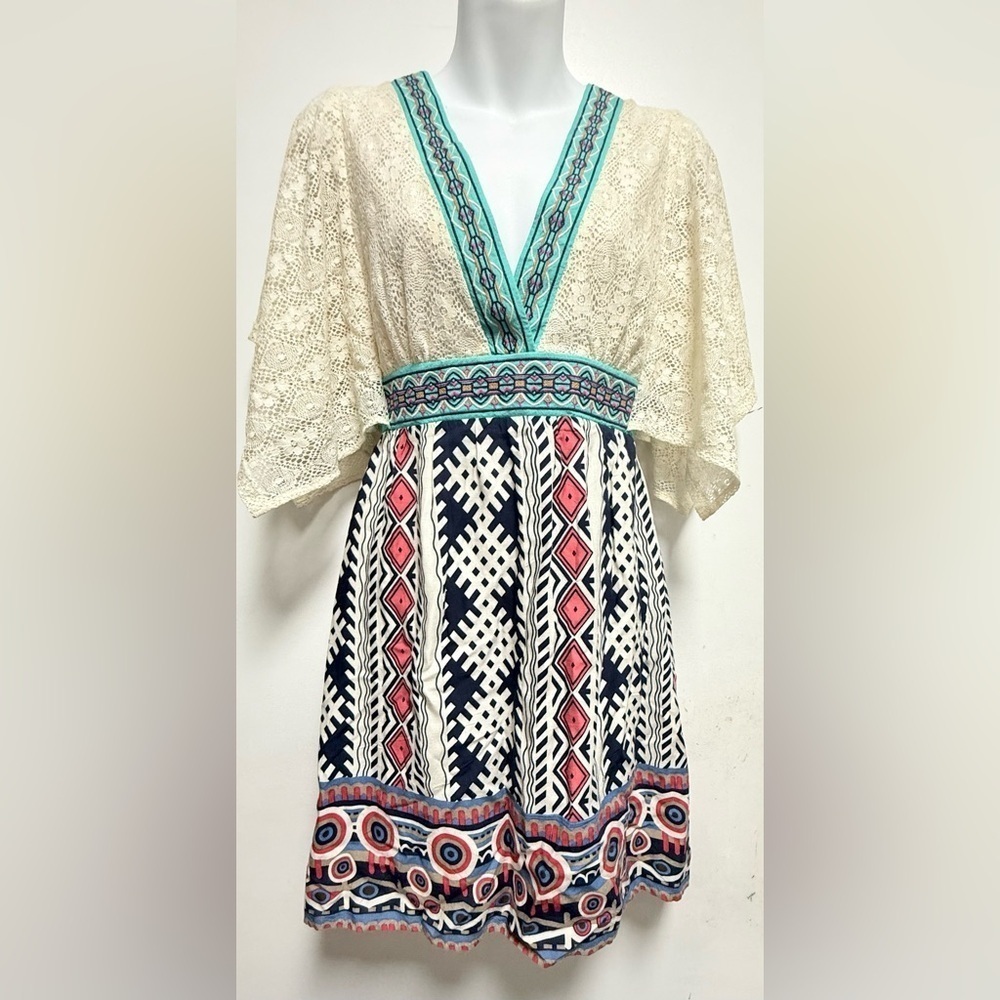 Flying Tomato Turquoise and Cream Dress